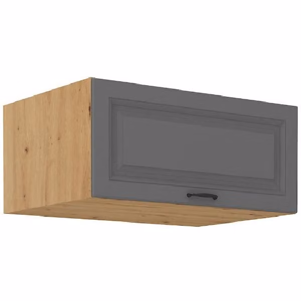 Armadietto profondo per cappa aspirante SOPHIA - larghezza 80 cm, grigio / rovere artisan
