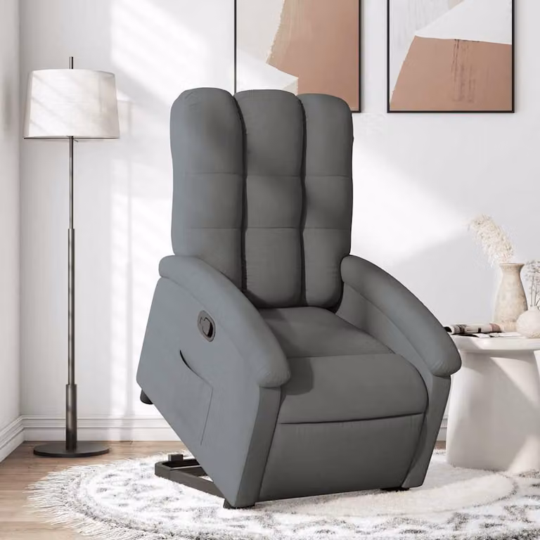 vidaXL Poltrona Alzapersona Reclinabile Grigia con Assistenza Elettrica in Tessuto