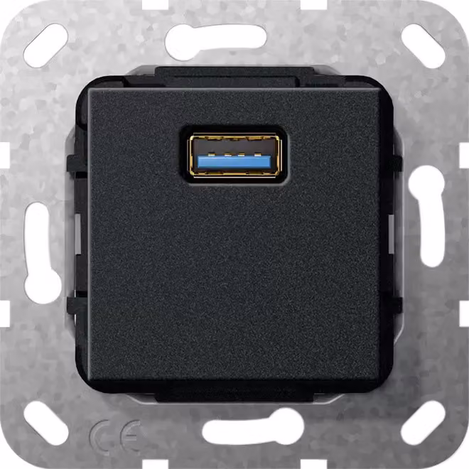 Gira 568210 Adattatore USB 3.0 A maschio/femmina, nero opaco