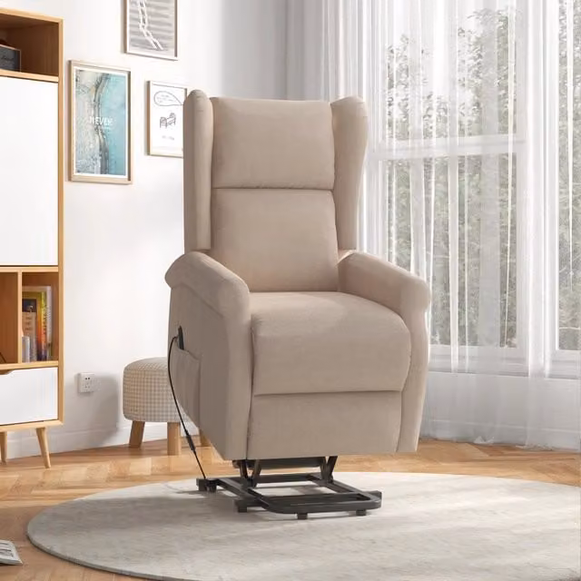 Poltrona reclinabile elettrica con alzata assistita REDOM in tessuto color crema, L: 72,5 cm, P: 94 cm, H: 109 cm