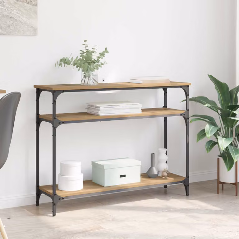 vidaXL Tavolo consolle in stile industriale color marrone, L 100 x P 29 x H 75 cm