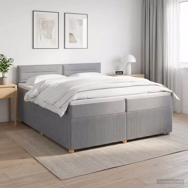 Letto box spring con materasso ibrido vidaXL Grigio Chiaro L/P/H: 200 x 200 x 140 cm