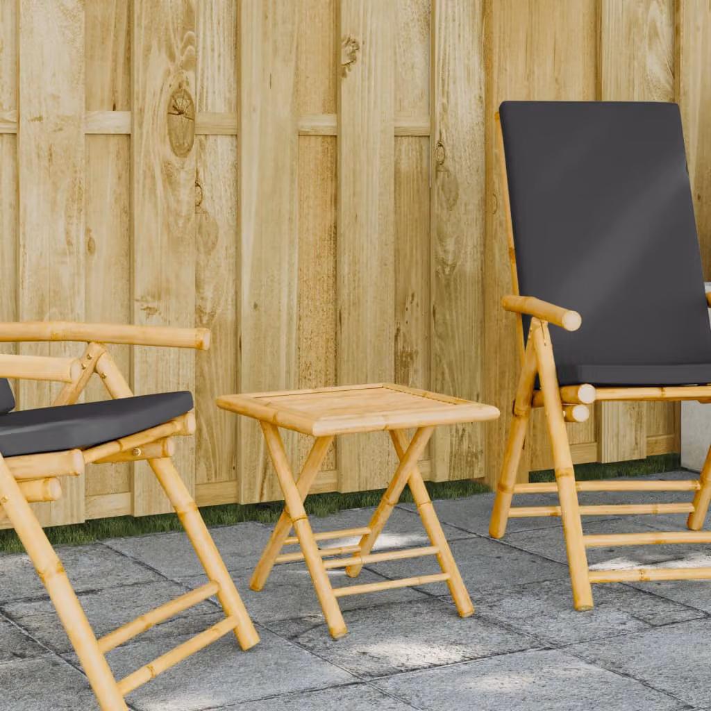 vidaXL Tavolo da giardino pieghevole in bambù marrone L/P/H: 45 x 45 x 45 cm