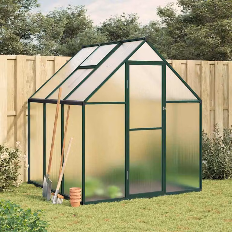 vidaXL Telaio Serra in Alluminio con Copertura in Policarbonato Verde e Trasparente L/P/H: 169 x 169 x 195 cm