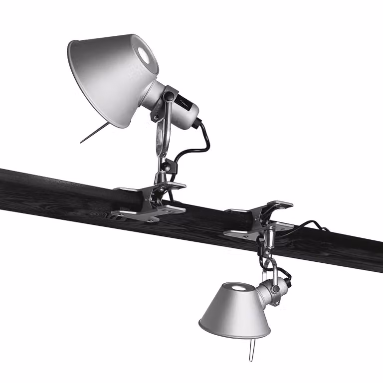 Artemide Lampada con morsetto Tolomeo Pinza, dimmerabile, Alluminio / Grigio / Zincato, Soggiorno / Sala da pranzo, Alluminio, Design, Lampada con morsetto