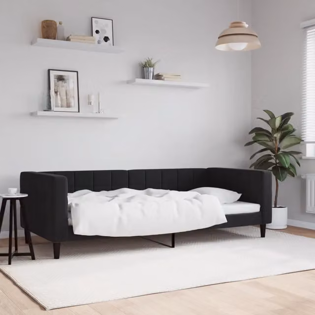 Letto moderno vidaXL con struttura imbottita in metallo e legno, colore nero – 1