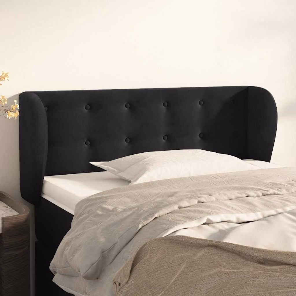 Testiera ad orecchio vidaXL in velluto nero, L 83 cm, P 23 cm, H 78/88 cm