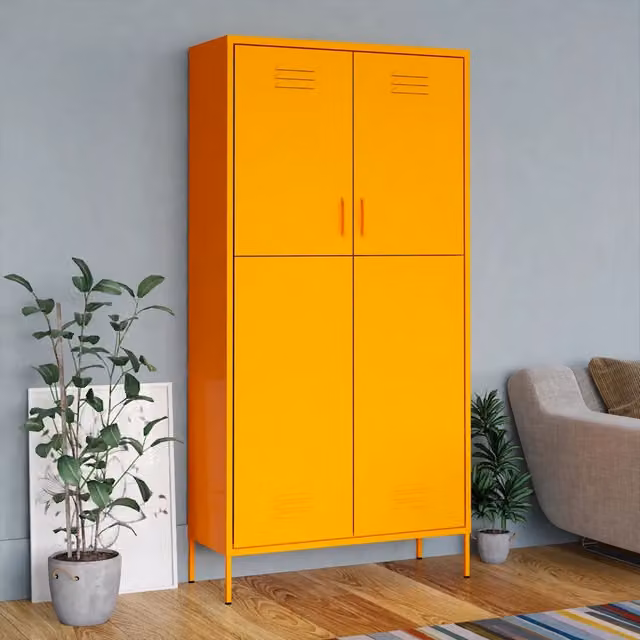 Armadio Giallo Senape 90x50x180 cm in Acciaio 336245