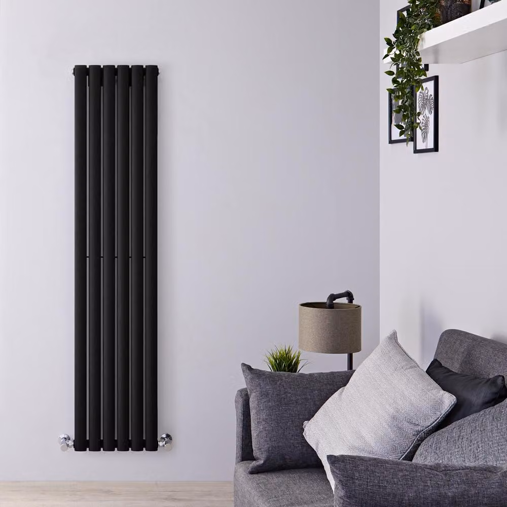 Radiatore Verticale Nero Opaco 660W 1600x354mm - Slim salvaspazio - Design Moderno - Revive