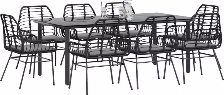 Maison Exclusive - Set da Pranzo da Giardino 9 pz con Cuscini Polyrattan Vetro