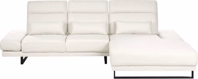 Divano angolare Beliani moderno in tessuto bianco con funzione letto, schienale regolabile e cuscini inclusi, lato sinistro