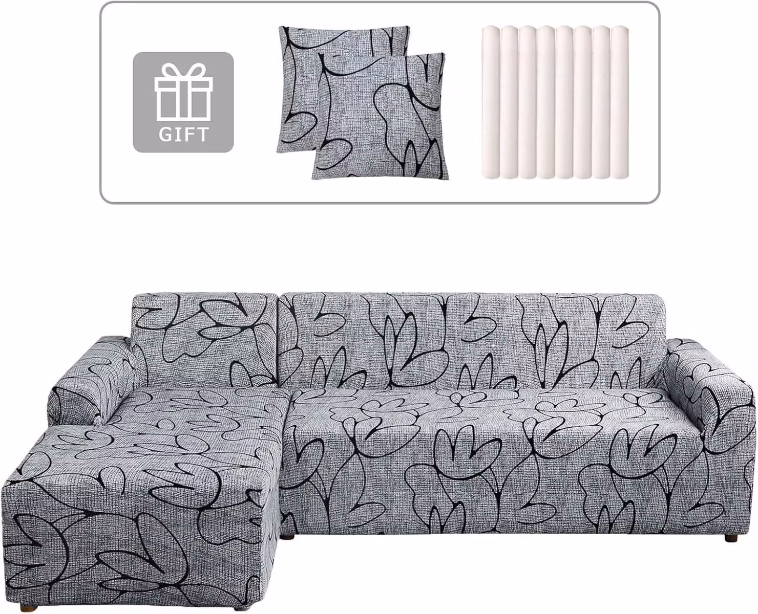 Copertura elastica per divano a forma di L, composta da 2 pezzi, con motivo floreale, adatta per divani a 2 posti + 2 posti, ideale per il soggiorno
