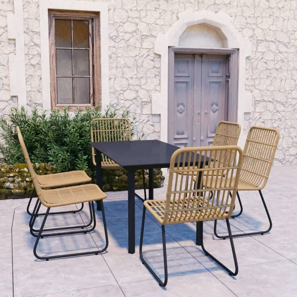 Maison Exclusive - Set da pranzo da giardino in 7 pezzi in rattan sintetico e vetro