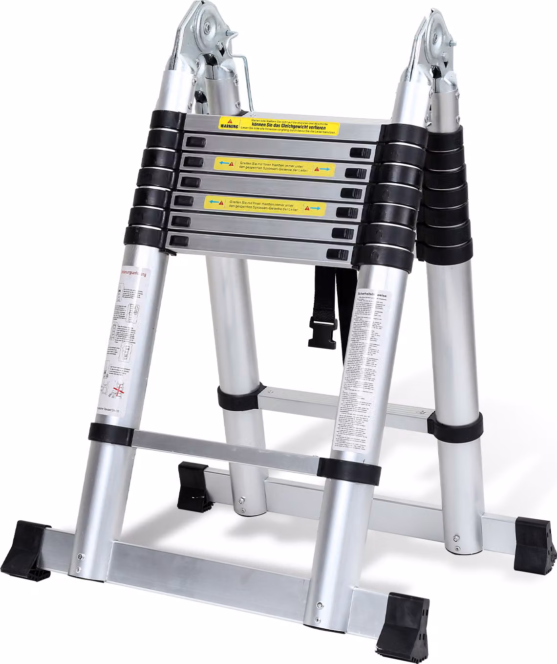 Jayseuw scala telescopica professionale 5M alluminio argento portata 150kg scala multiuso piedini in gomma antiscivolo