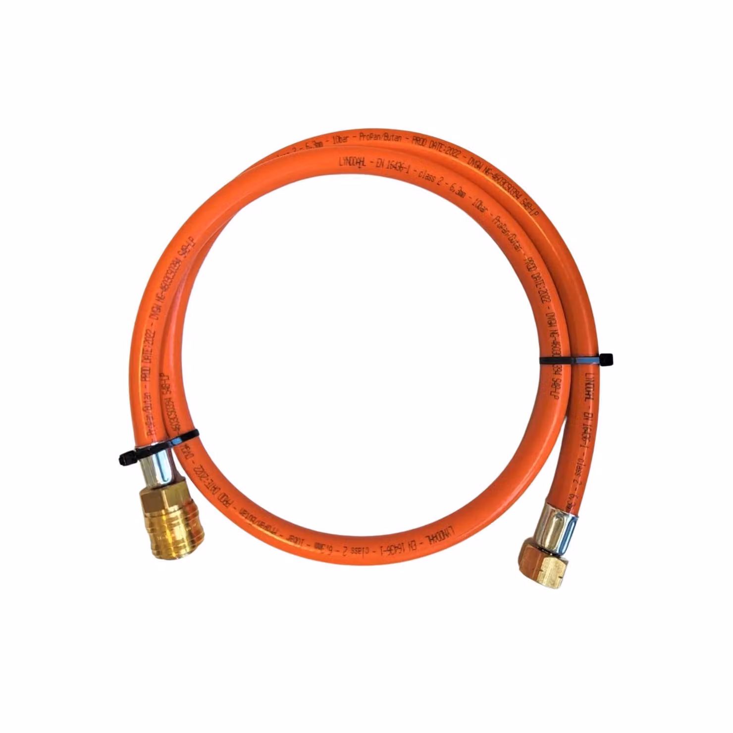 Tubo flessibile per gas propano-butano Zatechs 1 m 10 bar Ø6,3 mm DN 7,2 tipo 26 - 3/8" pollici attacco LKS con raccordo rapido (manicotto) RQS Tubo flessibile per gas per barbecue a gas