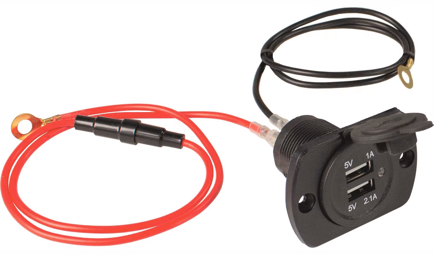 as-Schwabe Scatola da pannello USB a 2 vie per caravan incl. cavo di terra da 0,6 m 12V nero IP20