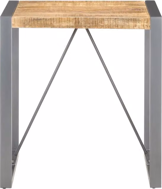Tavolo da Pranzo Quadrato vidaXL in Legno di Mango Grezzo e Metallo, L/P/H: 70 x 70 x 75 cm