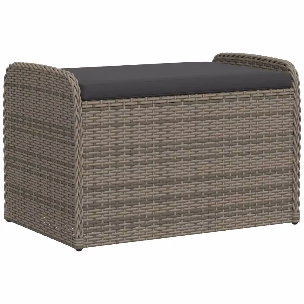 Cassapanca con cuscino in polyrattan grigia vidaXL L/P/H: 80 x 51 x 52 cm – 2