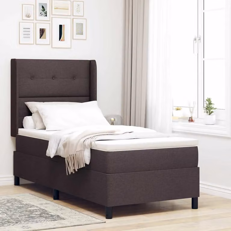 Letto con molle a sacchetti e illuminazione LED vidaXL, Marrone Scuro, L 100 x P 200 cm
