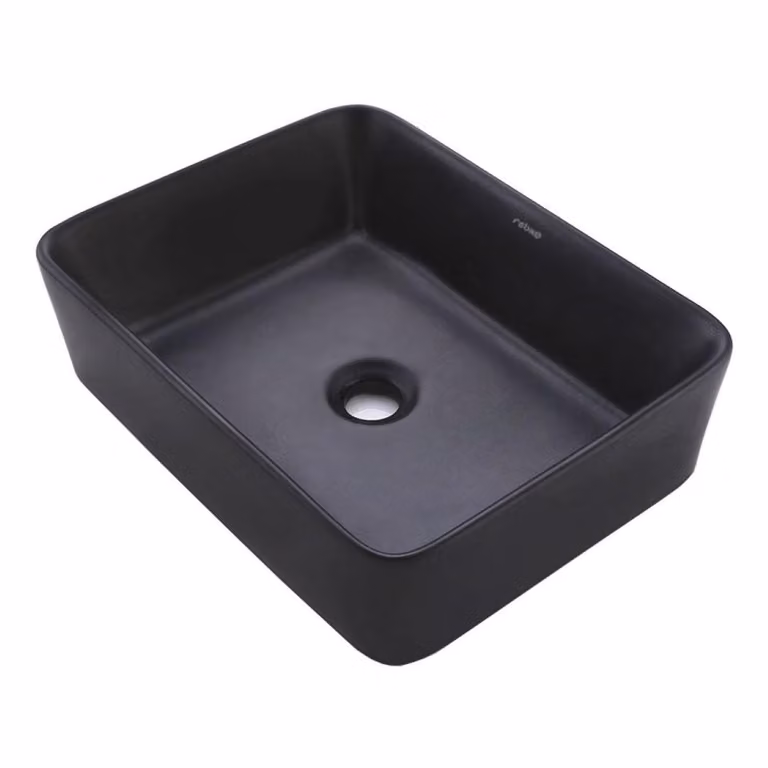 Lavabo da appoggio in Vetroceramica opaca nera 48x36