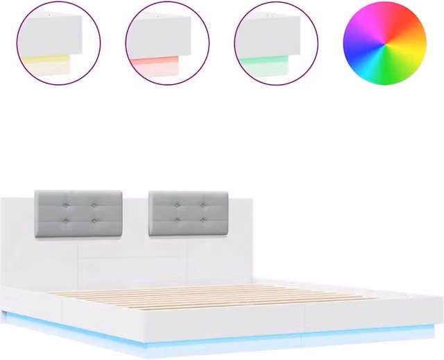 Letto matrimoniale | Letto per adulti | Giroletto con LED senza Materasso Bianco 180x200 cm