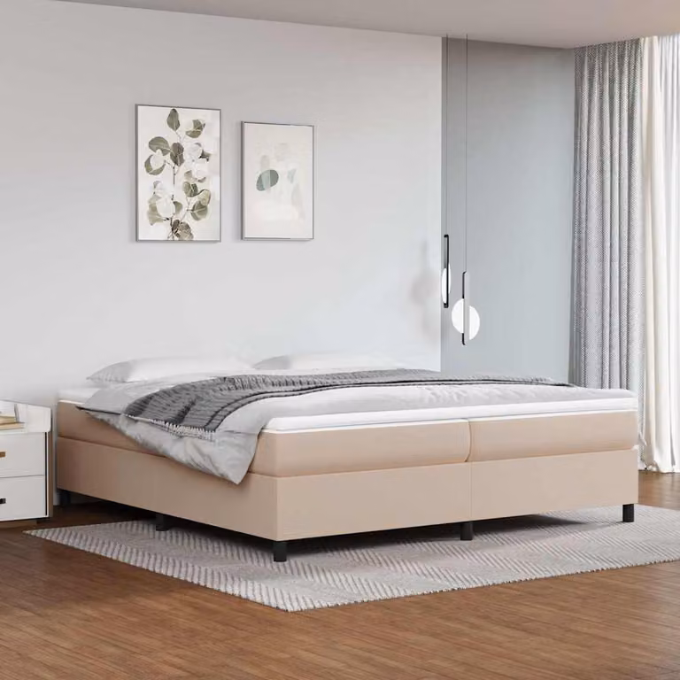 vidaXL Struttura Letto a Rete a Molle Imbottita in Similpelle Colore Cappuccino L 200 cm x P 200 cm