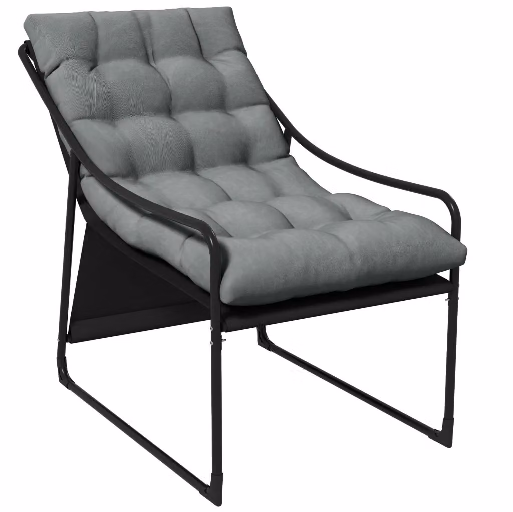 Poltrona lounge da giardino MODFU con struttura in metallo laccato grigio e cuscino da 10 cm – 2