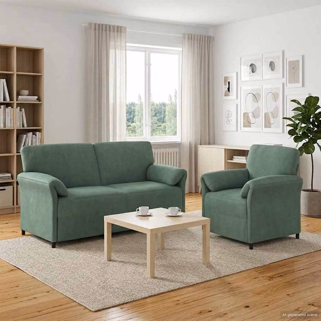 Set di 2 divani moderni vidaXL in velluto verde mare con struttura in metallo per il tuo soggiorno
