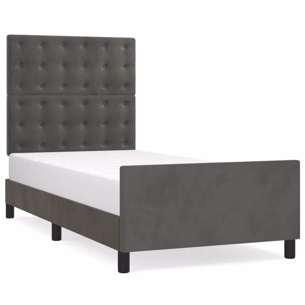 Struttura Letto Design Mania in Velluto Grigio con Base in Legno di Larice L/P/H: 100 x 200 x 37 cm – 2