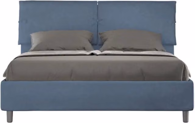 Letto matrimoniale con rete imbottito 160x190 microfibra blu Sleeper