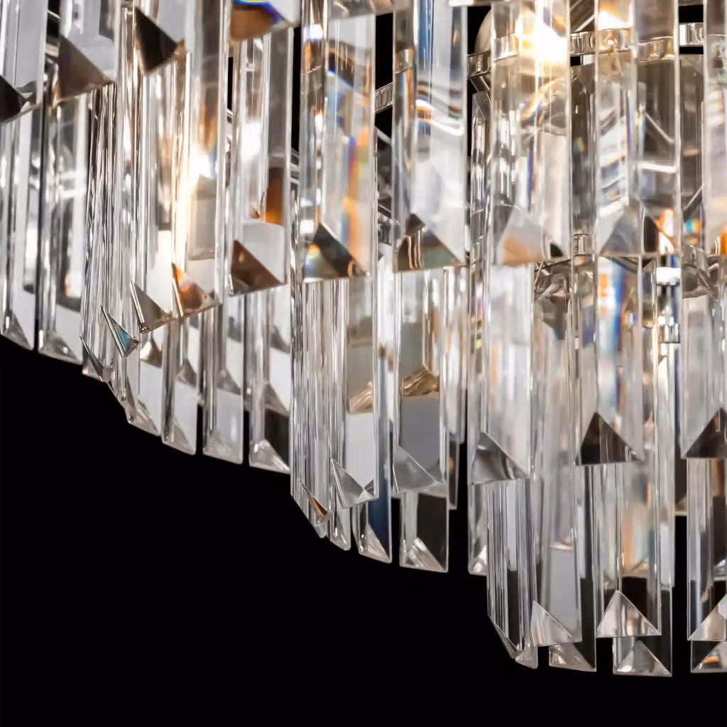 Lampadario a sospensione Maytoni Revero in metallo e cristallo color ottone con 12 luci, Diametro: 70 cm – 2