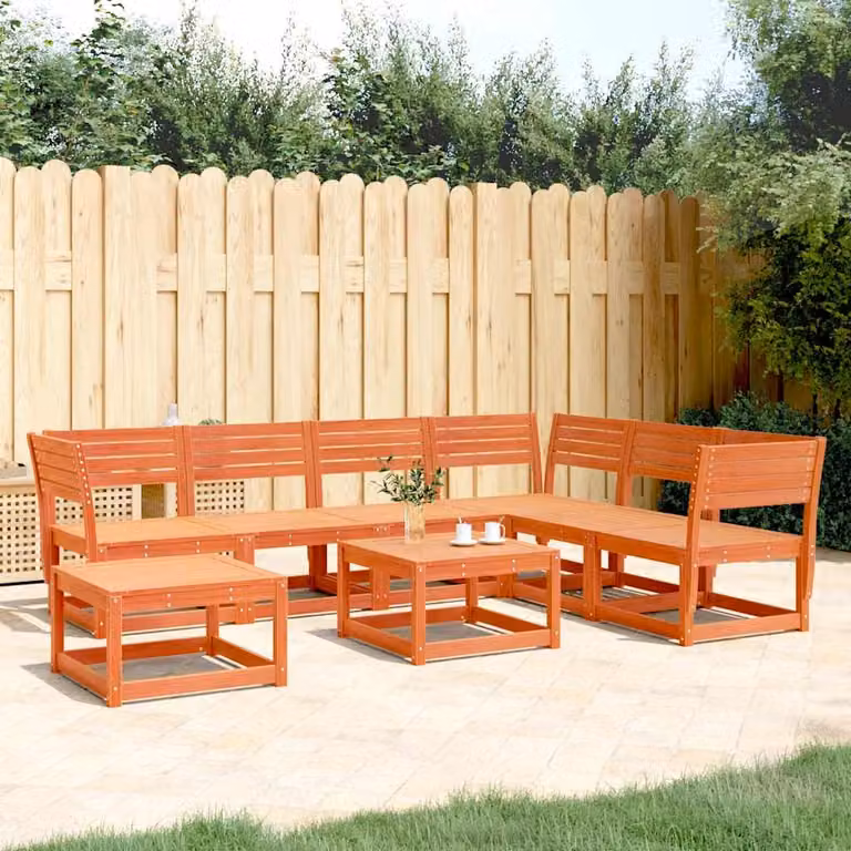 Set Salotto da Giardino vidaXL in Legno di Pino Trattato Marrone con Cuscini 7 pz