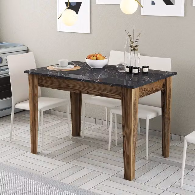 Tavolo da pranzo moderno DMORA Zane per 6 persone, rettangolare, Marrone e Nero, L: 120 cm, P: 72 cm, H: 75 cm – 1