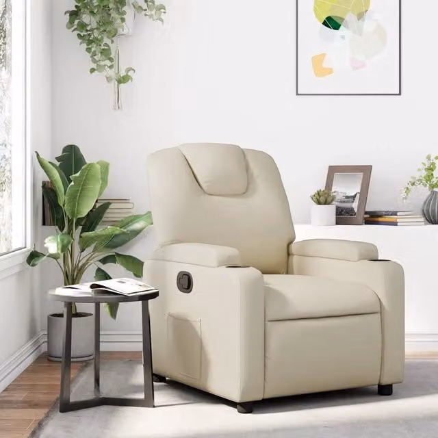 Divano Sedia-Poltrona reclinabile in similpelle color crema 549831