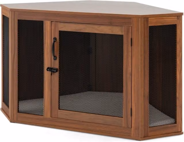 Gabbia per cani Design Mania marrone con porta a rete e cuscino