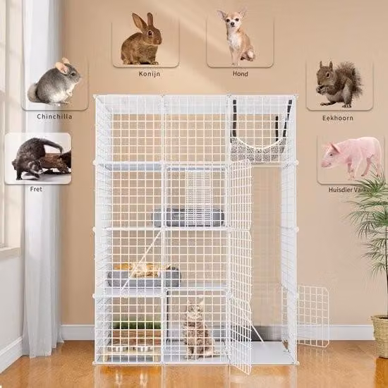 Gattaiola - cassetta per gatti - gabbia per gatti per interni ed esterni - rifugio per gatti - gabbia per gatti - casa per gatti - voliera per gatti - cassetta per gatti - bianco - 107 x 72 x 142 cm