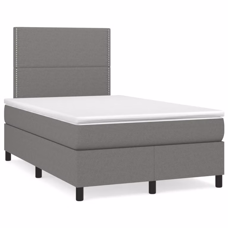 vidaXL Giroletto a Molle Ibrido con Materasso in Tessuto Grigio e Bianco L/P/H: 120 x 200 x 193 cm