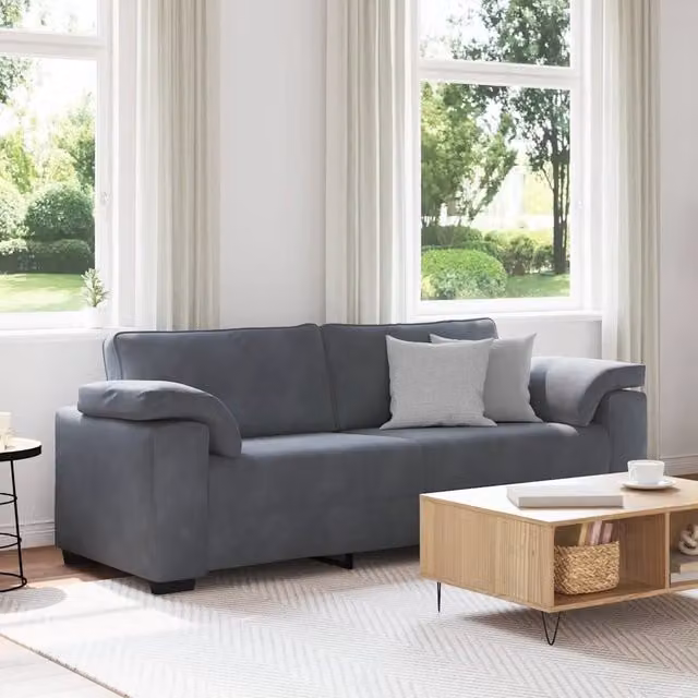 Divano a 3 Posti-Sofa 3 Posti Grigio Scuro 178 cm in Velluto