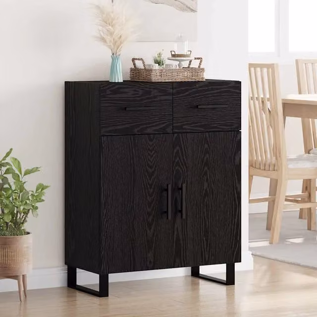 Credenza Buffet Armadio da Cucina vidaXL in Legno Nero L: 69,5 cm, P: 34 cm, H: 90 cm