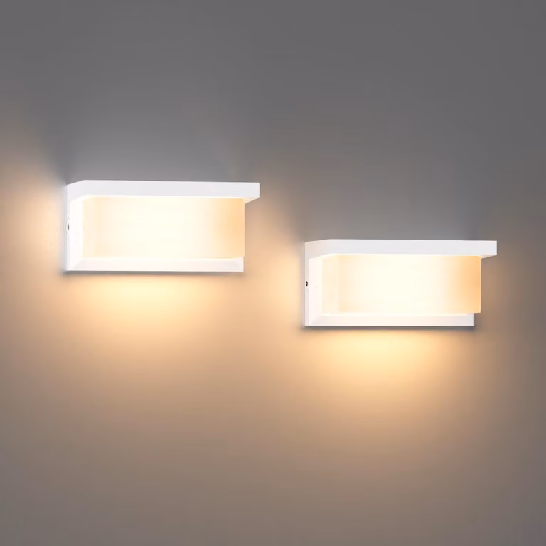 Set di 2 lampade da parete esterne bianche, attacco E27, grado di protezione IP65, 60W