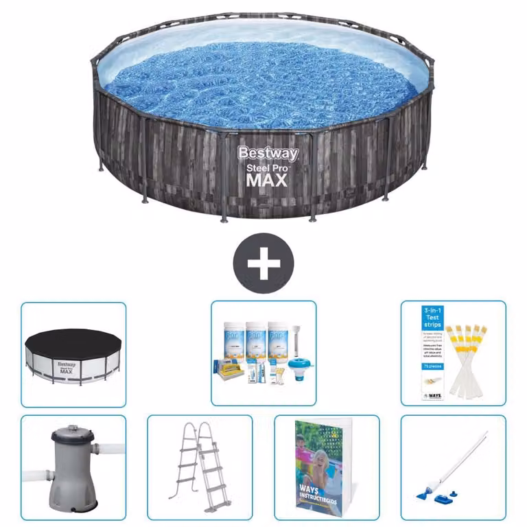 Piscina gonfiabile Bestway Steel Pro MAX, rotonda, 427x107 cm, composta da 6 parti, modello S658