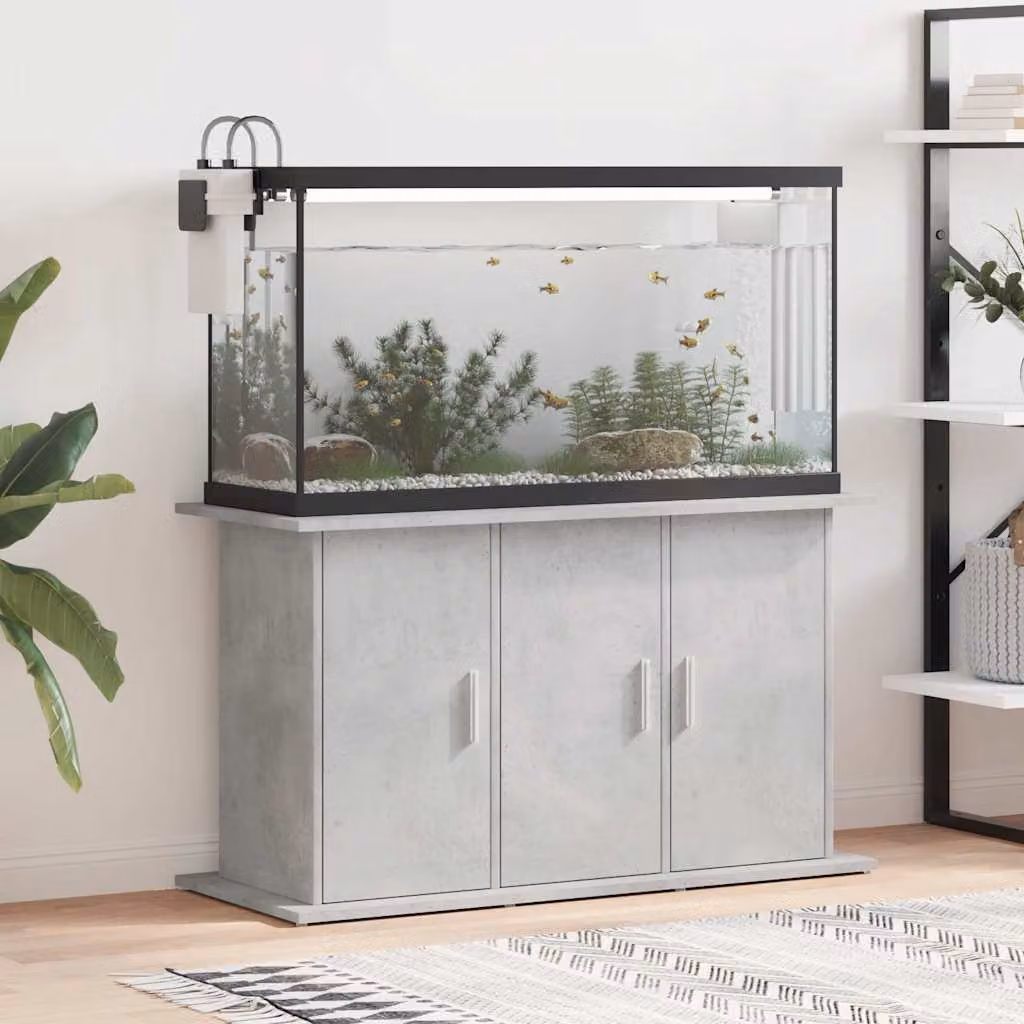 vidaXL Supporto per acquario in cemento grigio in legno ingegnerizzato L: 101 cm, P: 41 cm, H: 58 cm