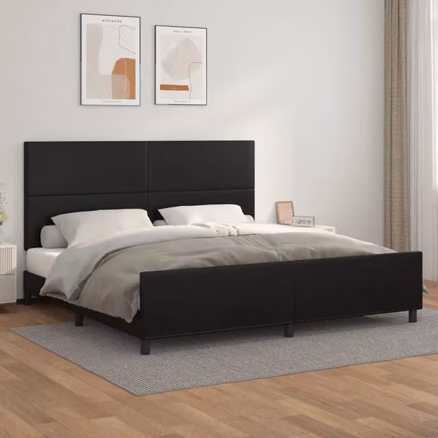Letto con testiera vidaXL in similpelle nero 200x200 cm