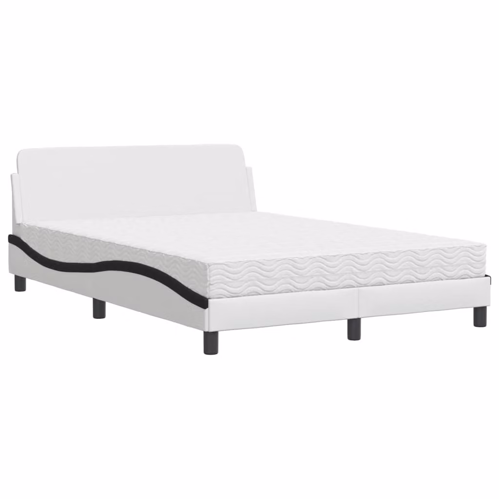 Letto con Materasso Dover Bianco e Nero 140x200 cm in Pelle finta