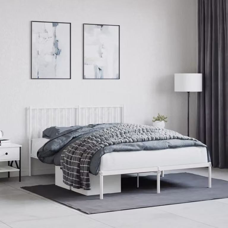 vidaXL Giroletto con Testiera in Metallo Bianco L/P/H: 200 x 140 x 90 cm