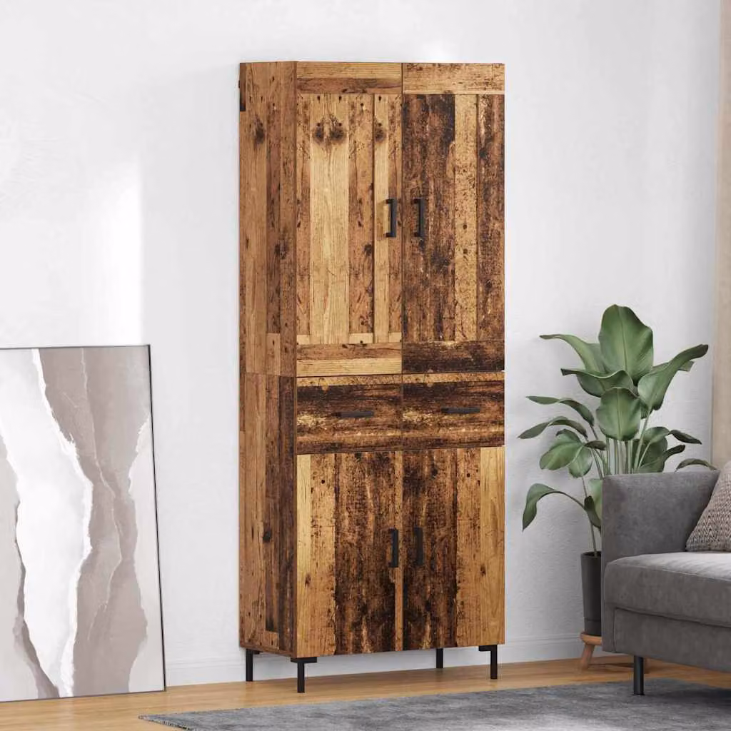 Set di 2 credenze vidaXL in legno effetto antico marrone con ante a battente e ripiani interni L/P/H: 69,5 x 34 x 180 cm