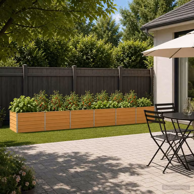 Letto rialzato da giardino vidaXL in metallo corten color marrone L: 480 cm, P: 80 cm, H: 55 cm