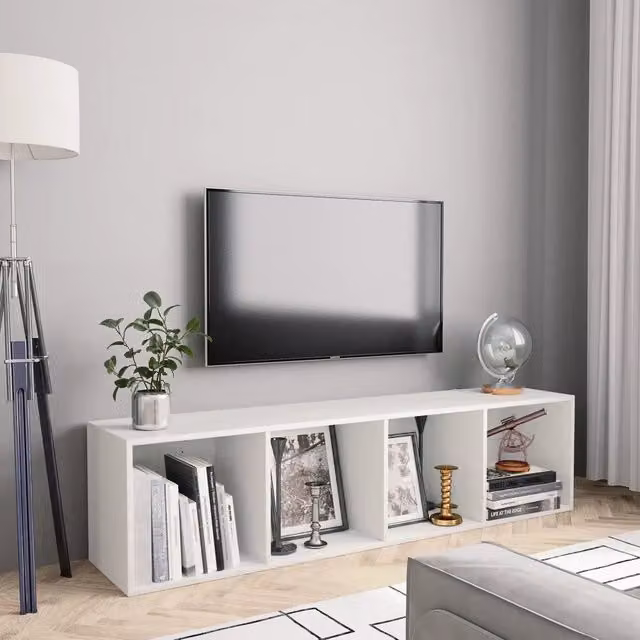 Libreria-Mobile TV Bianco 143x30x36 cm