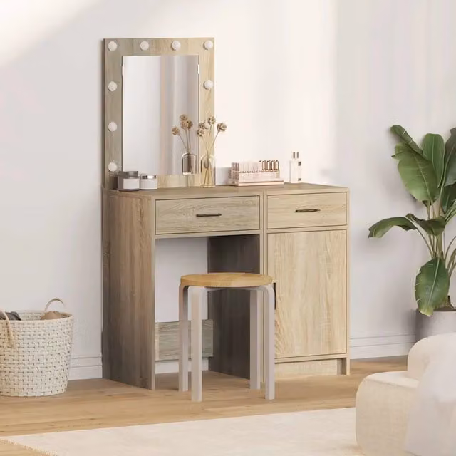 Set di 2 Tavoli da Trucco Moderni vidaXL Marrone L/P/H: 50 x 41 x 135 cm
