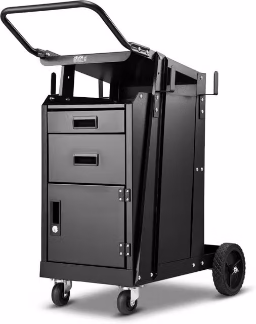 Carrello per Saldatura WT-178 con 2 Cassetti e Armadietto con Serratura, Carrello per Saldatrice MIG TIG in Acciaio, Portata 158,75 kg, per Officina